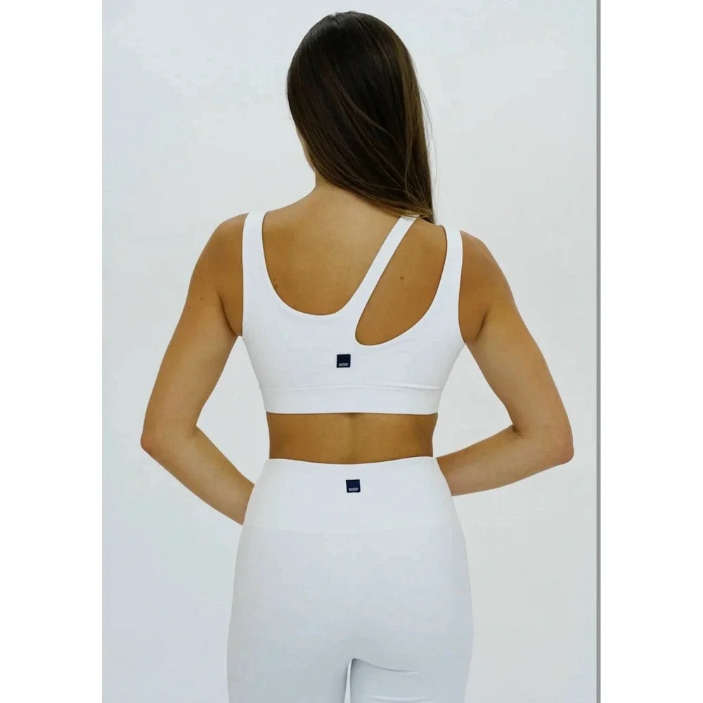 Seaav Athletics Cut Out Sports Bra Top‎ Womens Medium White Athleisure Fast Ship